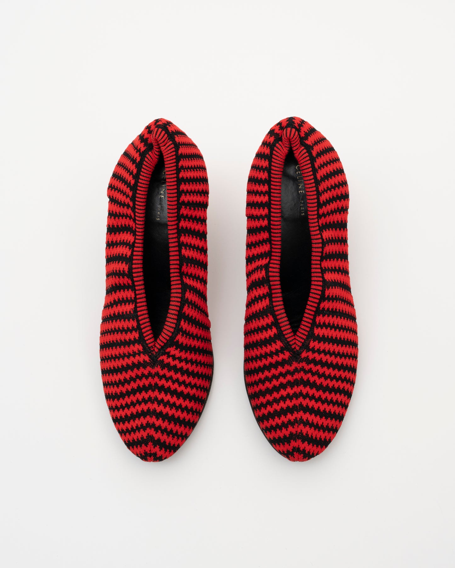 2000s CELINE Phoebe Philo Era Red Zig Zag Knit Heels (35)