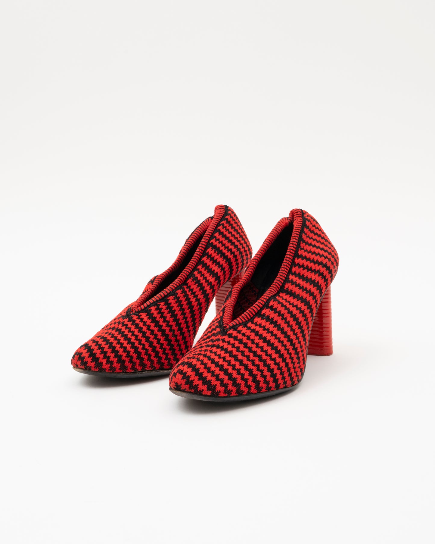 2000s CELINE Phoebe Philo Era Red Zig Zag Knit Heels (35)