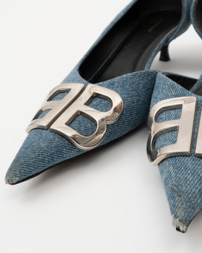 2019 BALENCIAGA Denim Logo Heels (7)