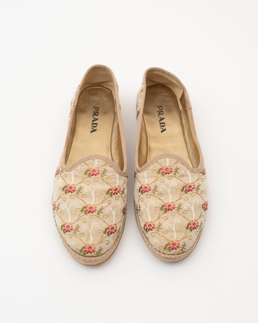 SS2003 PRADA Milano Floral Brocade Flats (40)