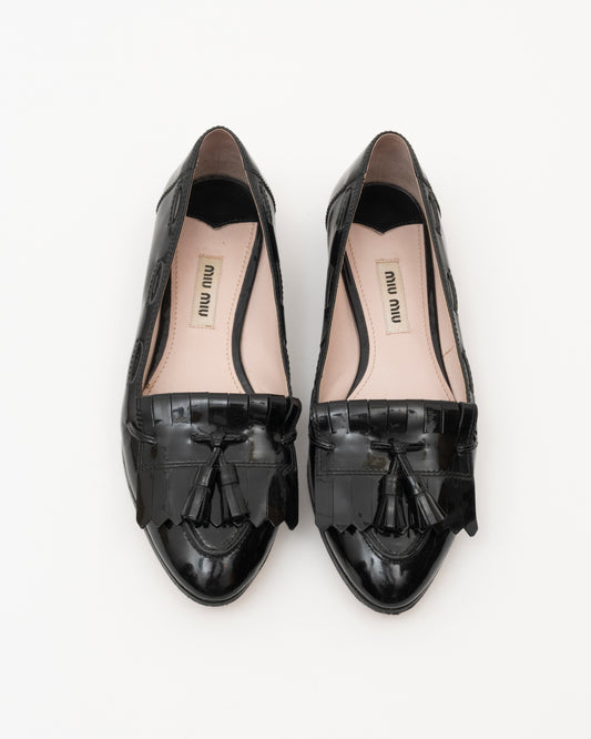 AW2012 MIU MIU Black Patent Moccasins (5)