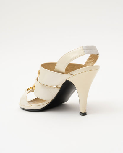 90s GIANNI VERSACE Ivory Gold Medusa Heels (35)