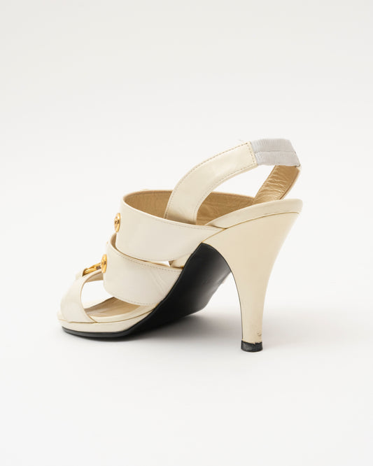 90s GIANNI VERSACE Ivory Gold Medusa Heels (5)