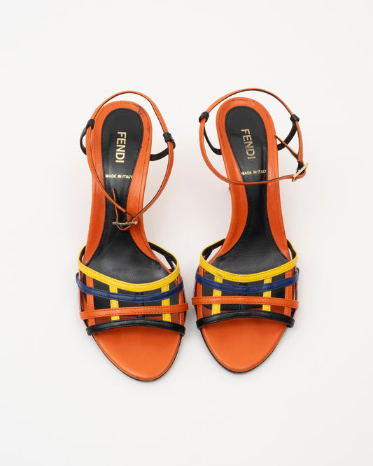 2000s FENDI Multicolor Cage Strap Sandals (36.5)
