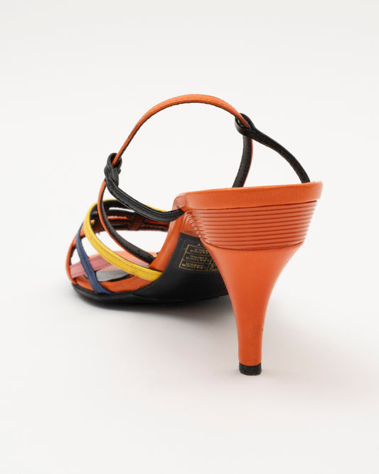2000s FENDI Multicolor Cage Strap Sandals (36.5)