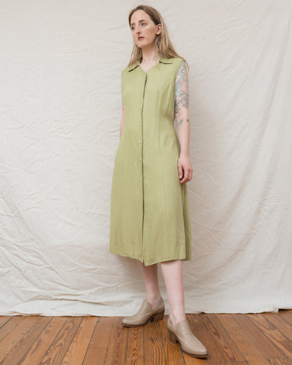 Vintage Pear Green Shirt Dress (S-L)