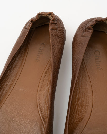 2000s CHLOE Brown Leather Buckle Ballet Flats (7)