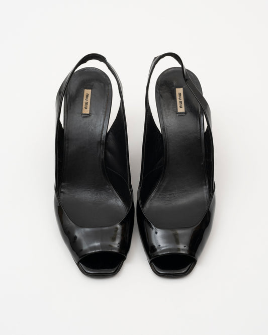 2000s MIU MIU Black Patent Wedges (36)