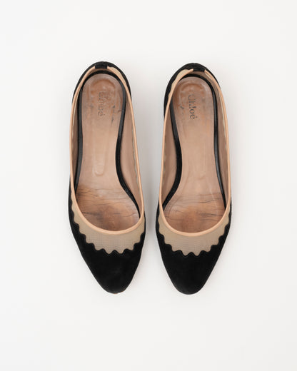 2000s CHLOE Suede Scalloped Ballet Flats (37.5)