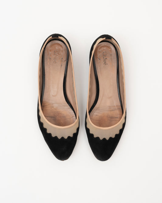 2000s CHLOE Suede Scalloped Ballet Flats (7.5)