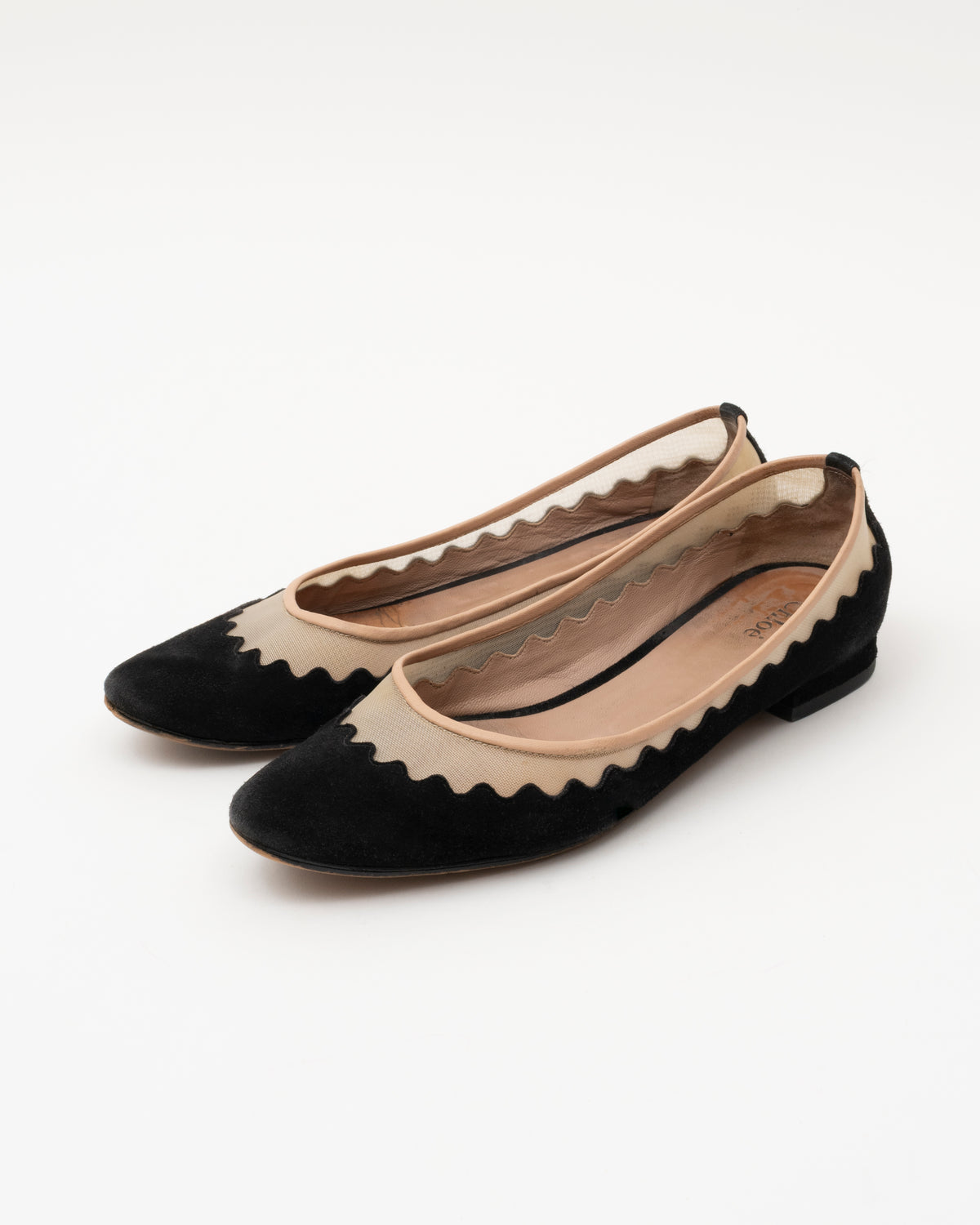 2000s CHLOE Suede Scalloped Ballet Flats (37.5)