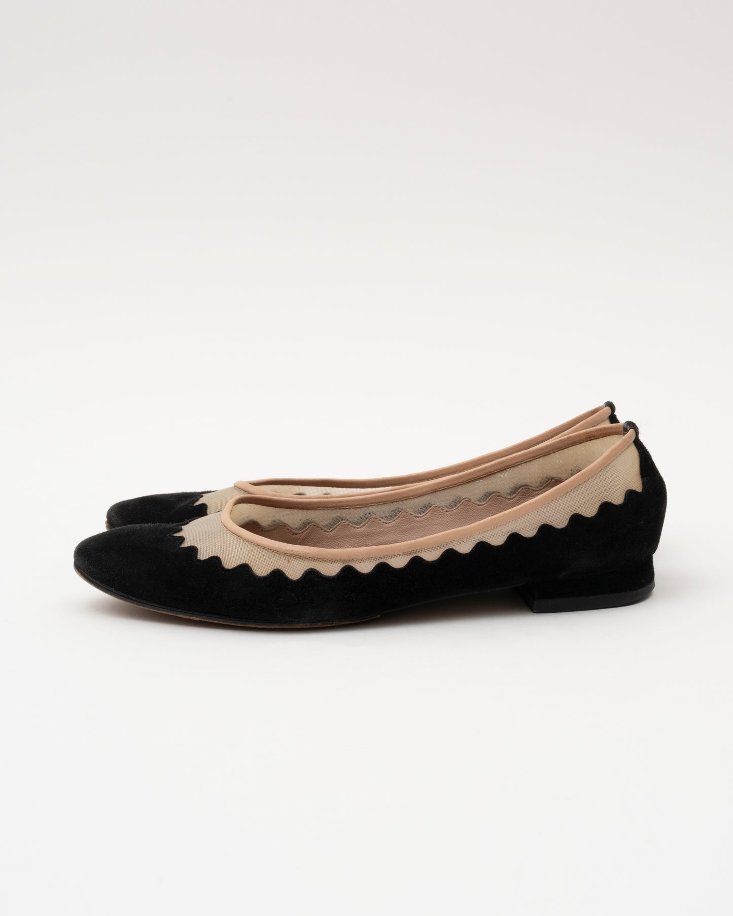 2000s CHLOE Suede Scalloped Ballet Flats (37.5)