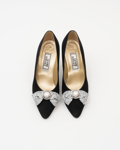 90s GIANNI VERSACE Black Rhinestone Medusa Heels w/box (5)