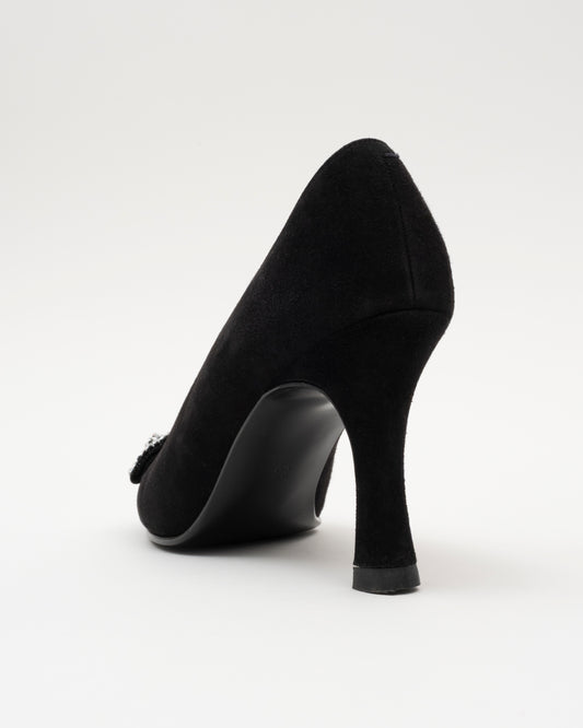 90s GIANNI VERSACE Black Rhinestone Medusa Heels w/box (5)