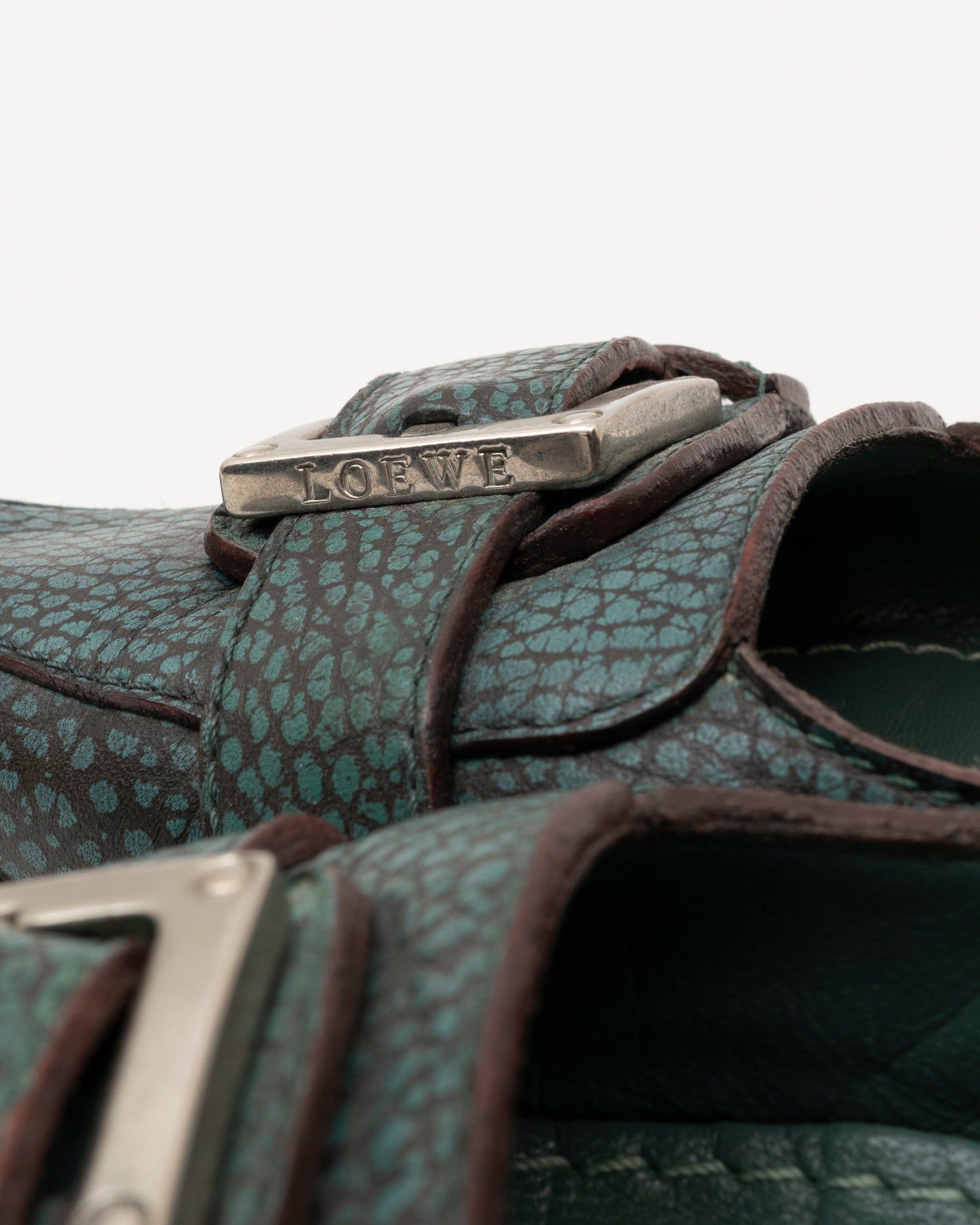 2000s LOEWE Teal Leather Pointed Flats (7.5)