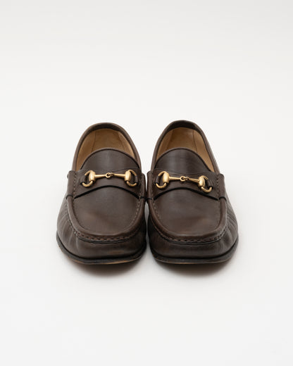 90s GUCCI Horsebit Dark Brown Loafers (35)
