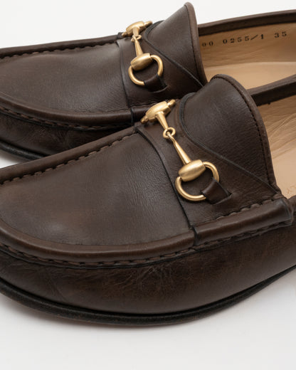90s GUCCI Horsebit Dark Brown Loafers (35)