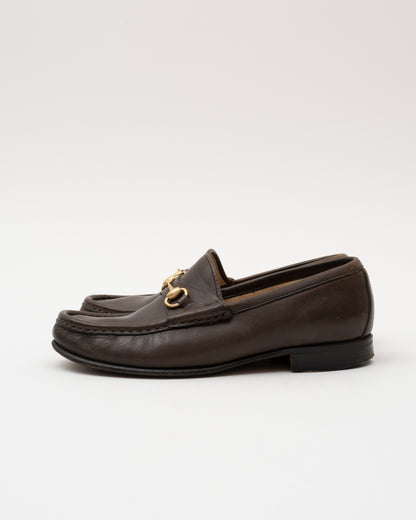 90s GUCCI Horsebit Dark Brown Loafers (35)
