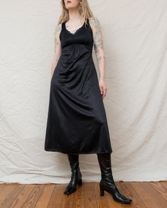Vintage Black Slip Dress (S/M)