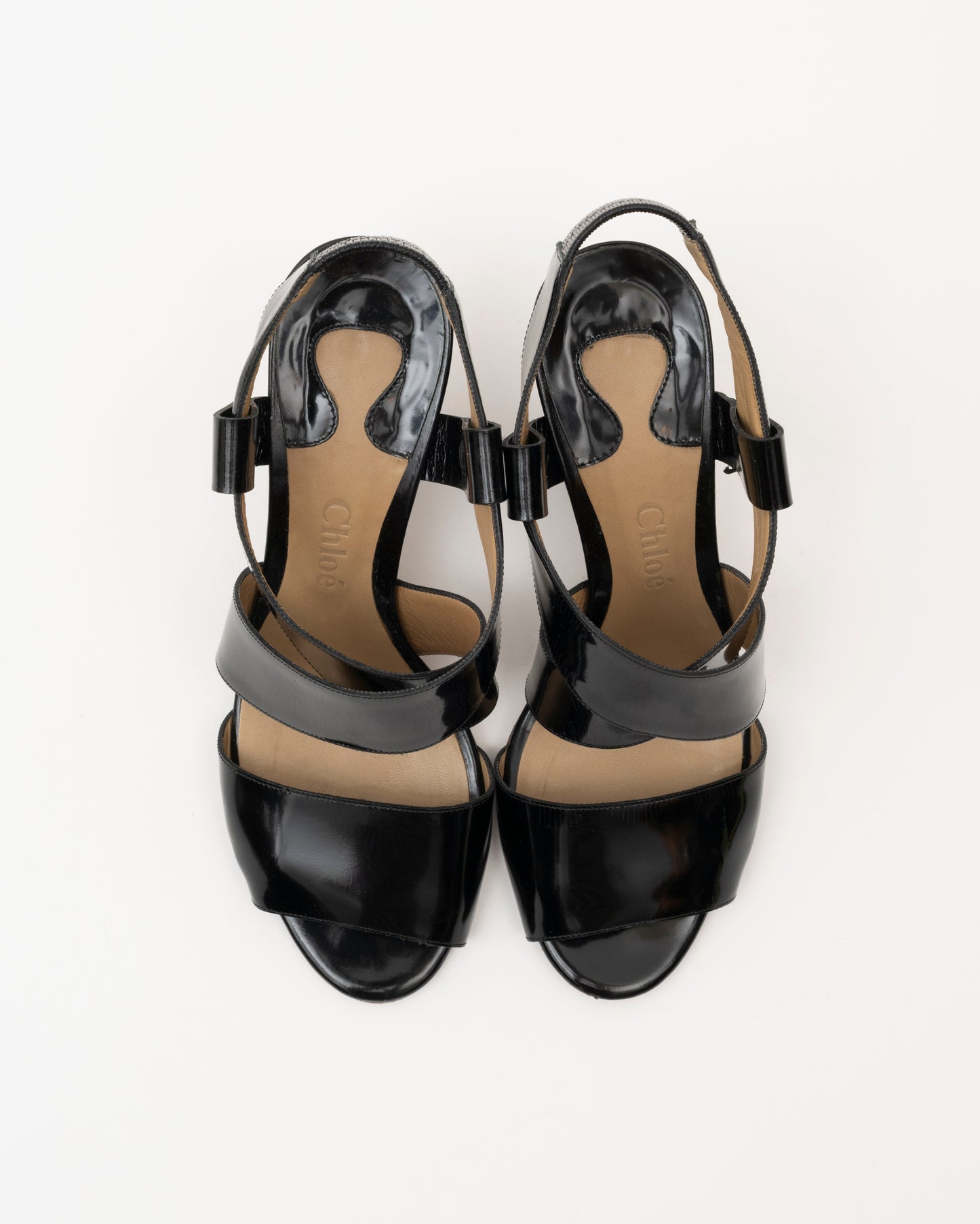 2000s CHLOE Black/Beige Patent Leather Sandals (7)