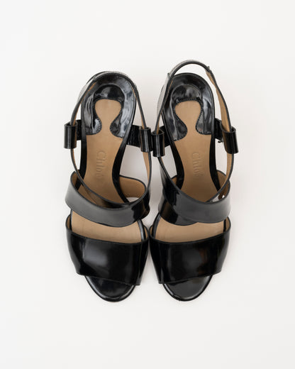 2000s CHLOE Black/Beige Patent Leather Sandals (7)