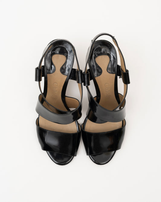2000s CHLOE Black/Beige Patent Leather Sandals (7)
