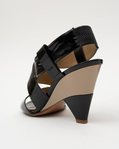 2000s CHLOE Black/Beige Patent Leather Sandals (7)