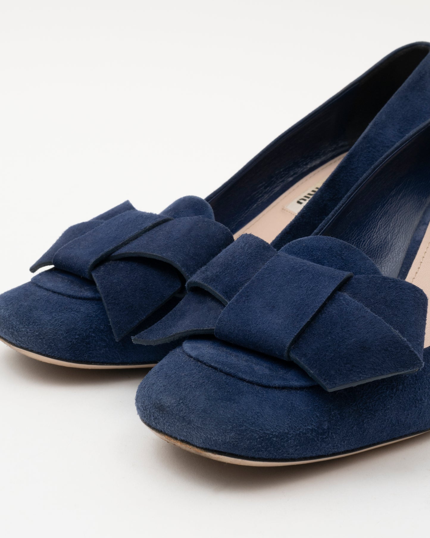90s MIU MIU Blue Suede Bow Heels (37.5)