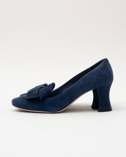 90s MIU MIU Blue Suede Bow Heels (37.5)