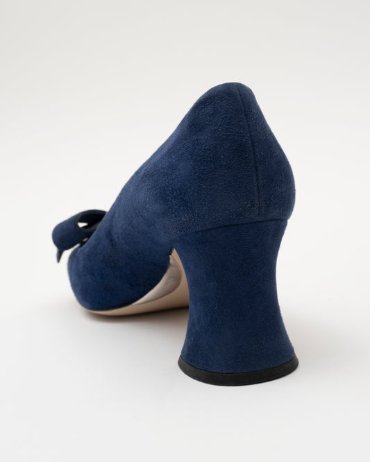 90s MIU MIU Blue Suede Bow Heels (37.5)