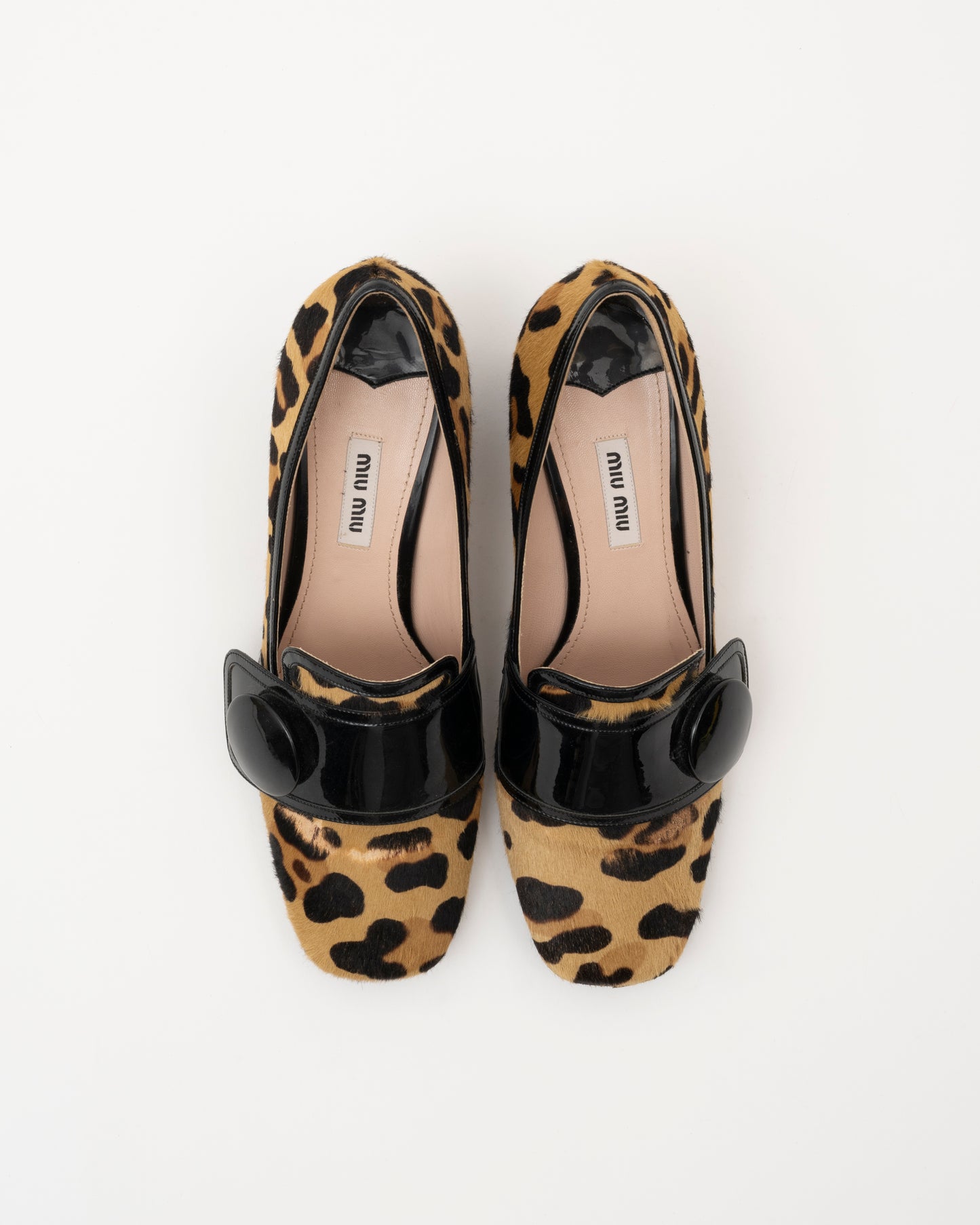 2000s MIU MIU Leopard Pony Hair Block Heels (37.5)(as is)