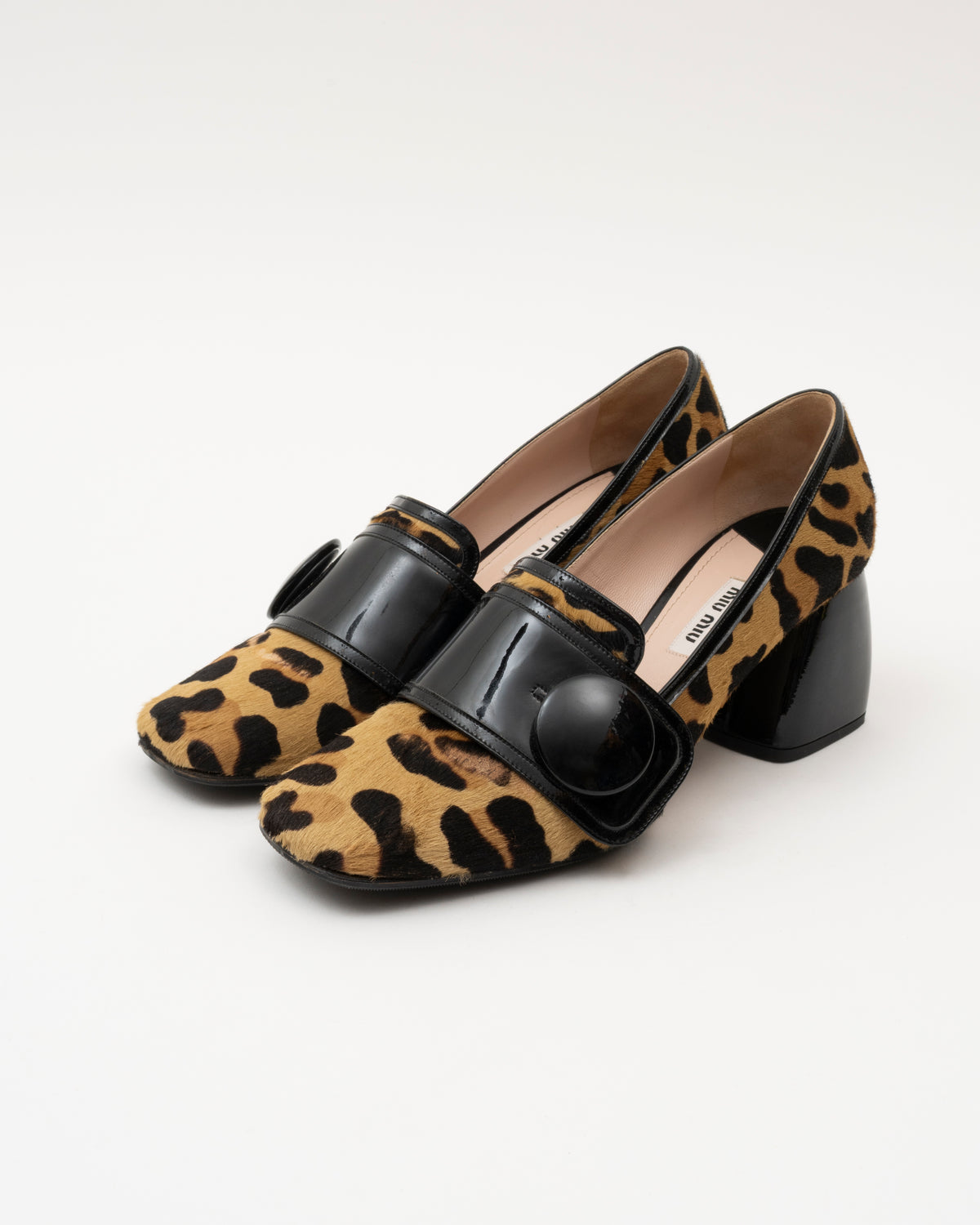 2000s MIU MIU Leopard Pony Hair Block Heels (37.5)(as is)