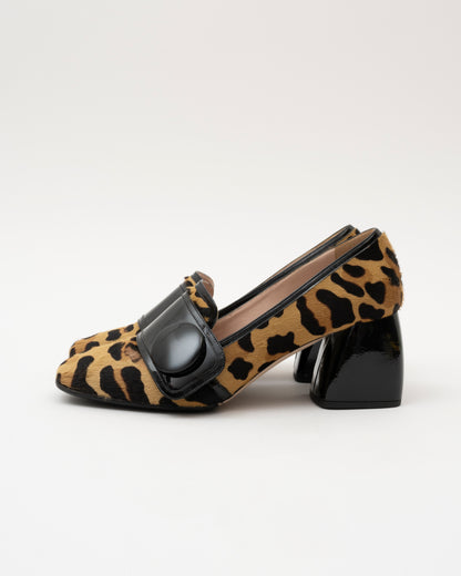 2000s MIU MIU Leopard Pony Hair Block Heels (37.5)(as is)