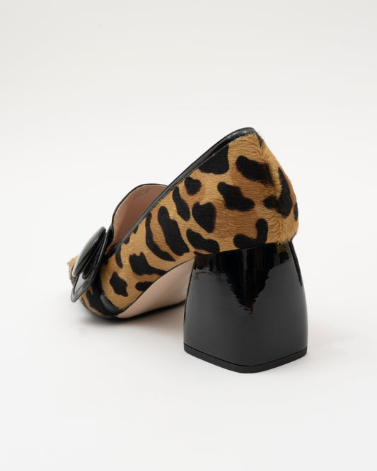 2000s MIU MIU Leopard Pony Hair Block Heels (37.5)(as is)