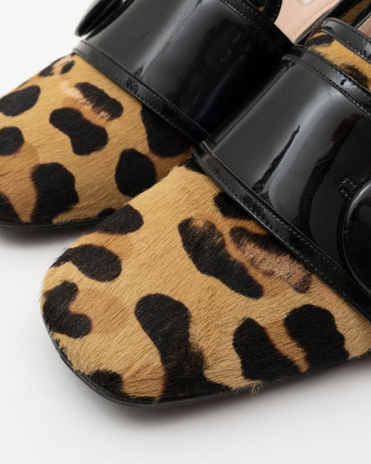 2000s MIU MIU Leopard Pony Hair Block Heels (37.5)(as is)