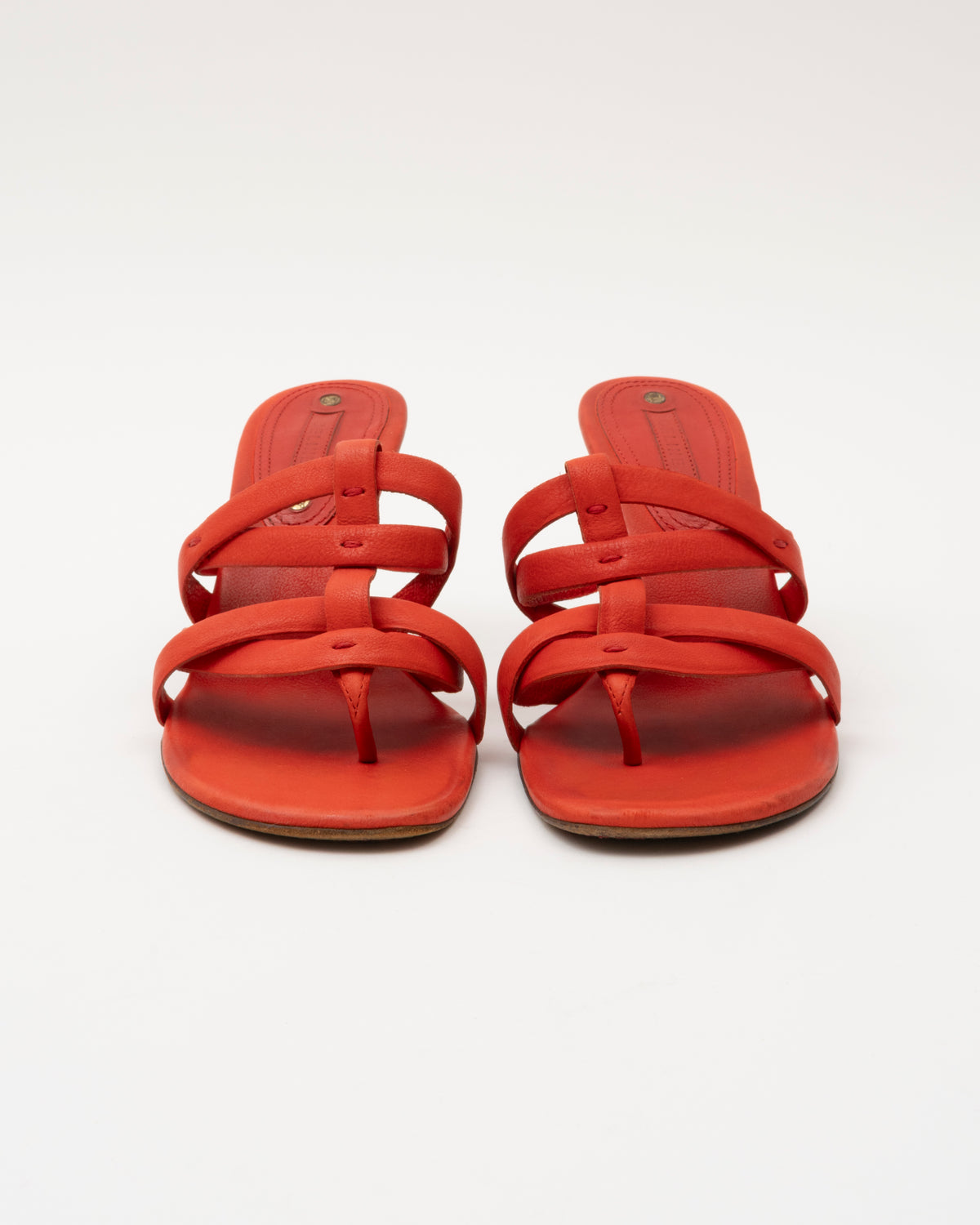 90s CELINE Persimmon Leather Strappy Sandals (37)