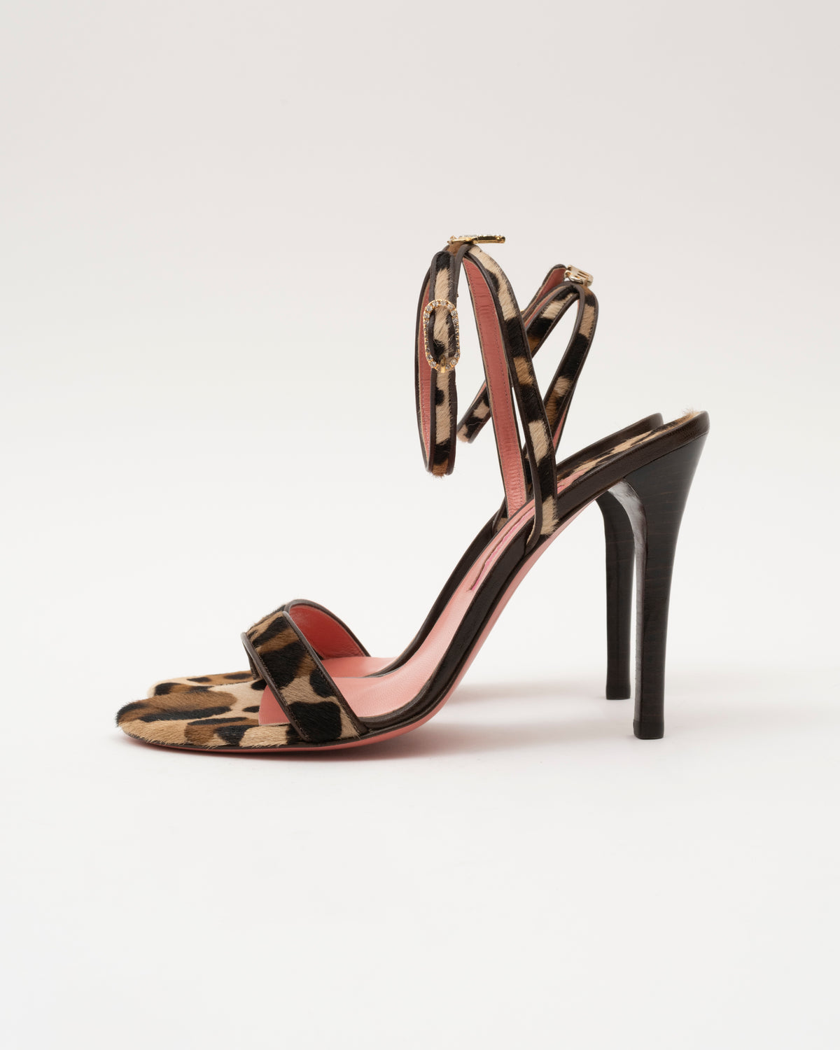 2000s BLUMARINE Leopard Pony Hair Crystal Charm Heels (37)