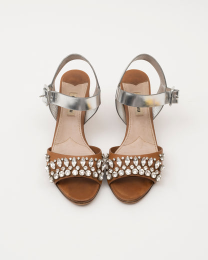 2000s MIU MIU Brown/Silver Crystal Heels (7)