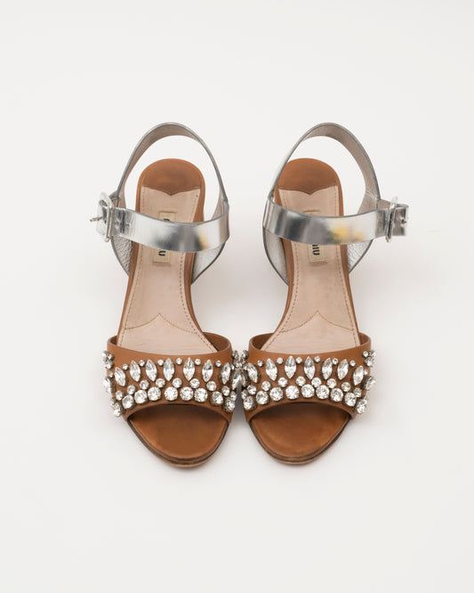 2000s MIU MIU Brown/Silver Crystal Heels (7)