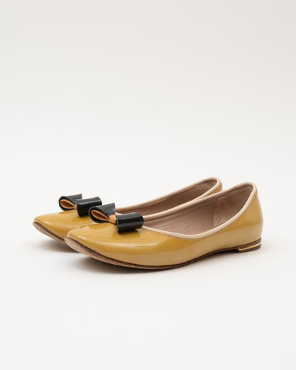 2000s CHLOE Mustard Patent Bow Flats (35)