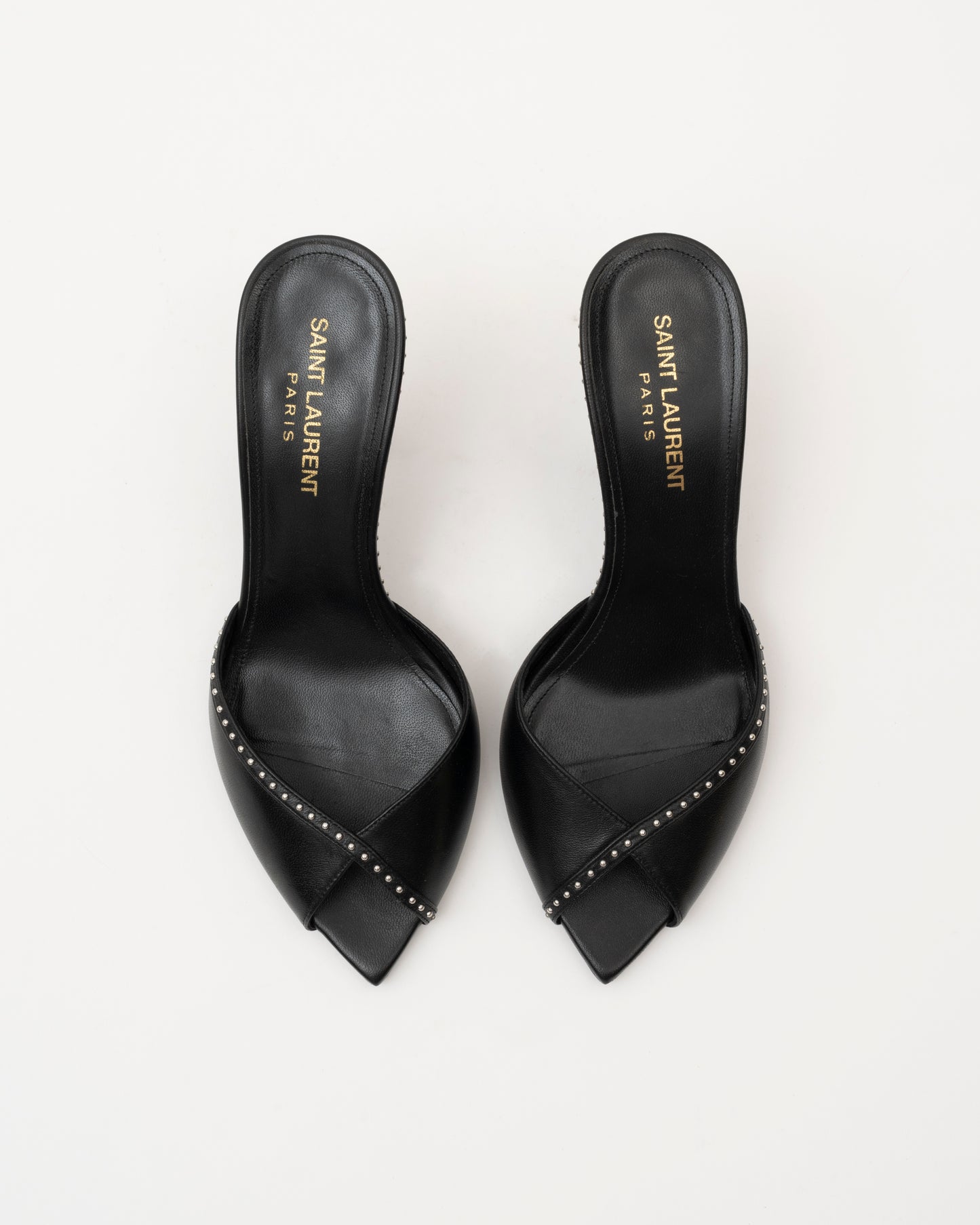 2000s SAINT LAURENT Black Studded Heels (36)