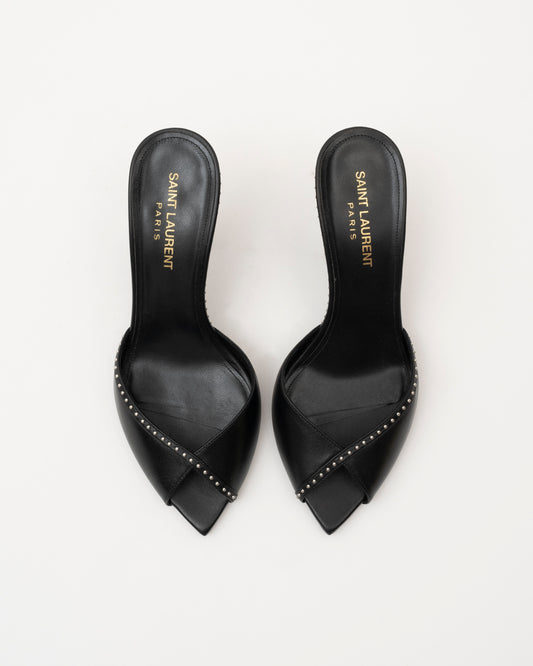 2000s SAINT LAURENT Black Studded Heels (36)