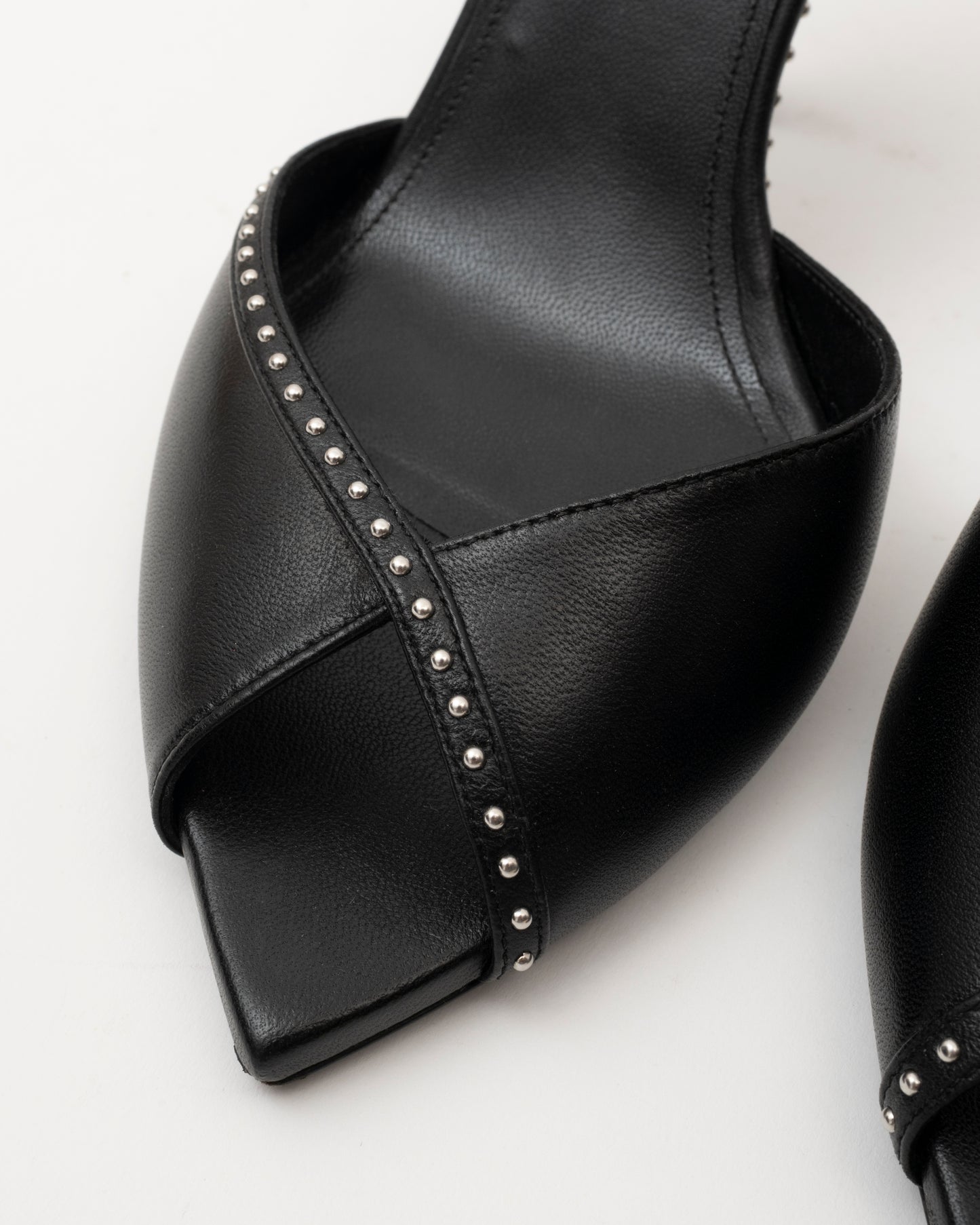 2000s SAINT LAURENT Black Studded Heels (36)