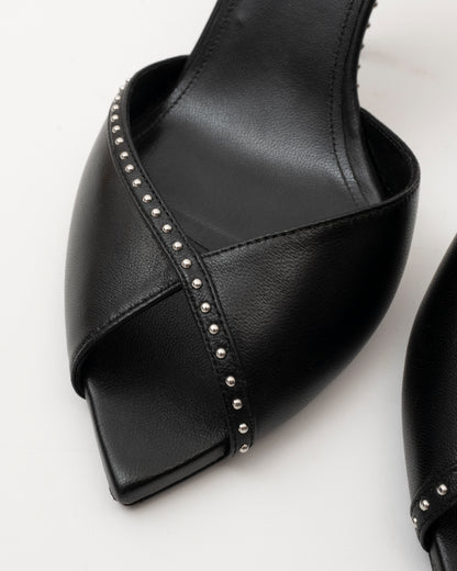 2000s SAINT LAURENT Black Studded Heels (36)