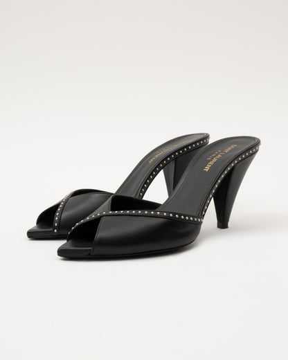 2000s SAINT LAURENT Black Studded Heels (36)