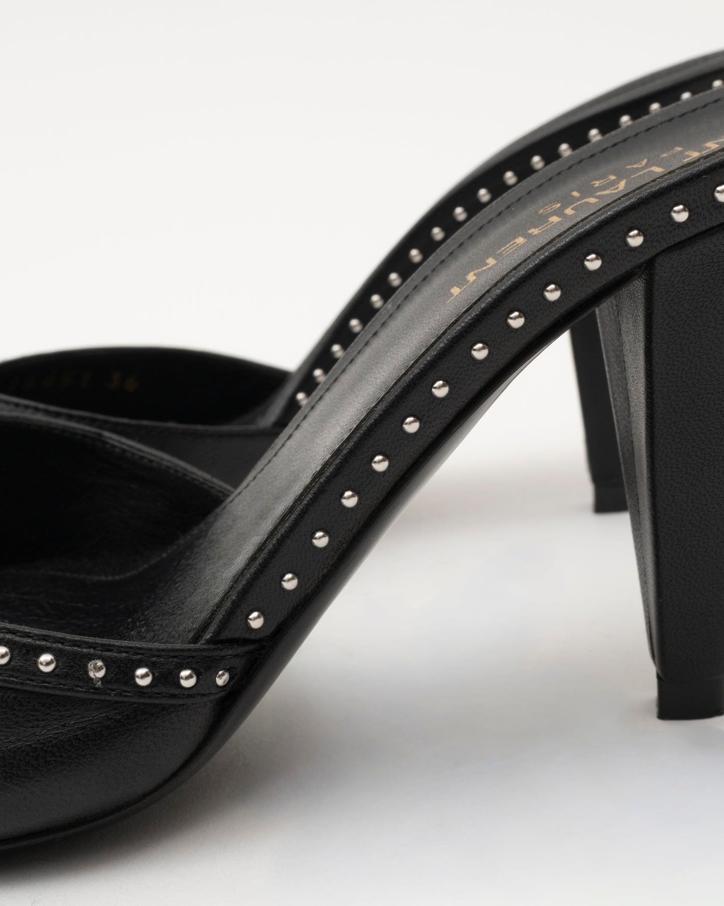 2000s SAINT LAURENT Black Studded Heels (36)