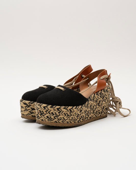 2000s CHLOE Lace-Up Espadrille Wedges (38)