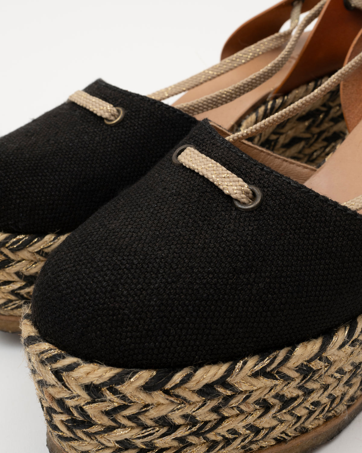 2000s CHLOE Lace-Up Espadrille Wedges (38)
