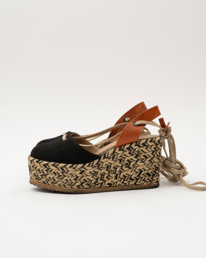 2000s CHLOE Lace-Up Espadrille Wedges (38)