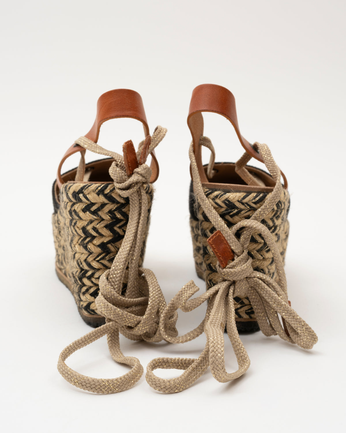 2000s CHLOE Lace-Up Espadrille Wedges (38)